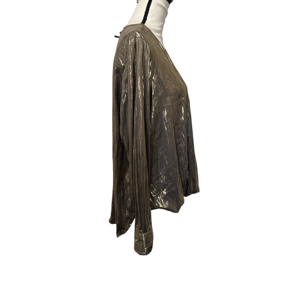 DKNY Gold Metallic Blouse Sz L - Picture 4 of 15